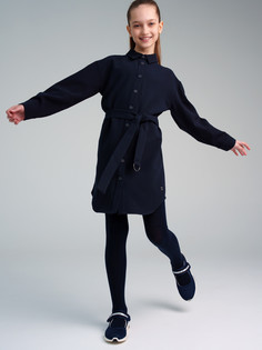 Платье текстильное для девочек PlayToday, тёмно-синий, 140