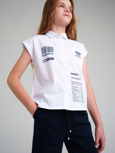 Блузка текстильная для девочек PlayToday, белый, 140