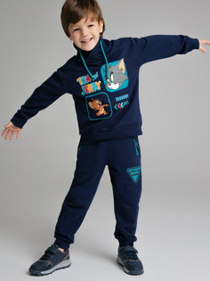 Брюки трикотажные для мальчиков PlayToday, тёмно-синий, 116