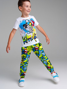 Комплект трикотажный для мальчиков PlayToday: фуфайка (футболка), брюки, цветной, 110