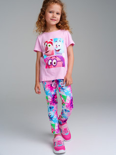 Комплект для девочек PlayToday: фуфайка (футболка), брюки (легинсы), цветной, 110