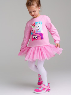 Платье трикотажное для девочек PlayToday, светло-сиреневый,цветной, 110