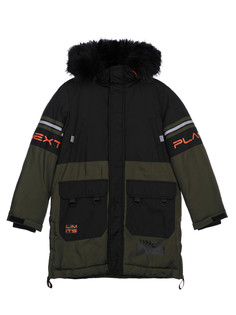 Пальто текстильное с полиуретановым покрытием для мальчиков PlayToday, черный,хаки, 128
