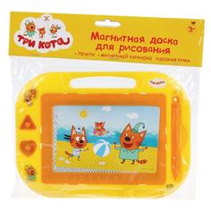 Доска для рисования ТРИ КОТА магнитная, 2 штампа, 21*15см в пак Играем вместе