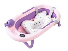 Детская ванночка Bombitto KIDS пурпурная 82х52х10 с термометром и подушкой