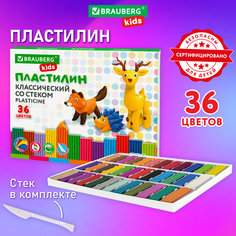 Пластилин классический Brauberg KIDS 36 цветов 720 г стек 106438