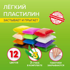 Пластилин супер лёгкий Brauberg 12 цветов 120 г 3 стека 106306