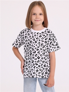 Футболка детская Апрель 1ДДФК4327001н, черный леопард на белом белый, 104