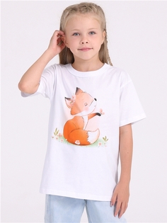 Футболка детская Апрель 1ДДФК4328001, белый Лисичка на полянке, размер 134