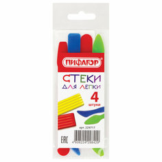 Стеки для лепки ПИФАГОР, НАБОР 4 шт., цветные, пакет с подвесом, 229717, (8шт.)