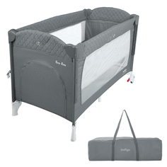 Манеж кровать детский с матрасом Indigo Bon-Bon с рождения 2 уровня серый