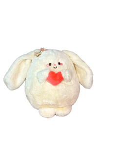 Мягкая игрушка-подушка Postmart Зайка-обнимайка с сердечком бежевый 35 см