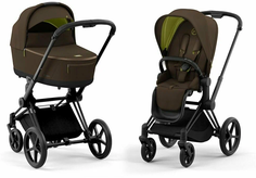 Коляска 2 в 1 Cybex Priam IV Khaki Green шасси (Matt Black)