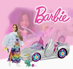 Игровой набор кукла Barbie Extra GYJ78 в радужном платье и Машина мечты Barbie Extra HDJ47