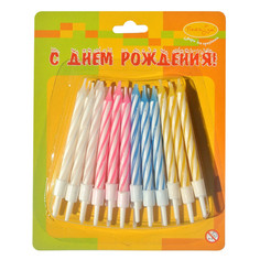 Свеча-мини Пати Бум двухцветная, с держателями, 6 см, 3 упаковки по 24 штуки Патибум