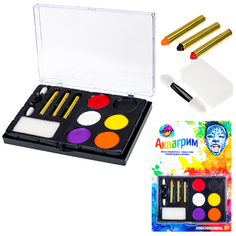 Набор для творчества Аквагрим 6 цветов, карандаш 3шт, спонж 1шт, аппликатор 1шт КС-4626 Рыжий кот