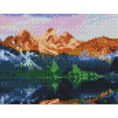 Набор для творчества Алмазная мозаика Горный пейзаж с подрамником17*22см 20 цветов F1-015 Рыжий кот