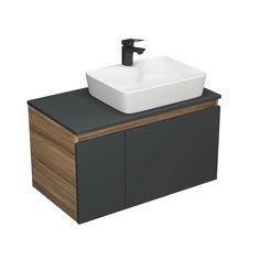 Комплект для ванной,3 предмета(тумба Bau Dream Blackwood 80 графит,раковина BAU,смеситель) Bauedge