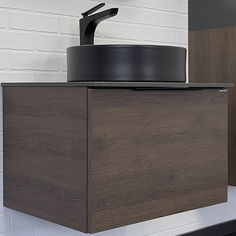 Тумба с раковиной Comforty Портленд 60 00-00013793 подвесная Дуб шоколадно-коричневый