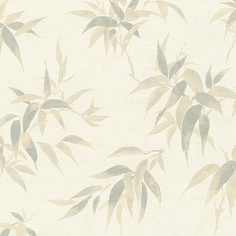 Обои RASCH Kimono 409741 Винил на флизелине (0,53х10,05) Белый/Бежевый, Листья