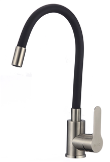 Смеситель для кухни D-lin H155316-1 нерж. гибким силиконовым изливом, черный