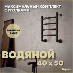Полотенцесушитель водяной Teymi Lina П4 40х50, макс. комплектация К3, черный матовый