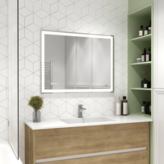 Зеркало для ванной с LED подсветкой,сенсором, часами Reflection Double 900х700