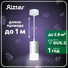 Светильник спот Ritter Weser подвесной, провод 1 м, 65х130 мм, алюминий, GU5.3, белый