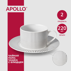 Чайная пара APOLLO “Stripes” кружка 200 мл, блюдце STR-12 фарфор