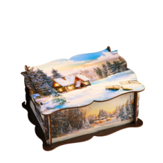 Шкатулка большая новогодняя "Дом на опушке", микс, 20х15х8,5 см No Brand