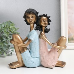 Сувенир полистоун "Дети - Дружба" бело-золотой 21х8х21 см No Brand