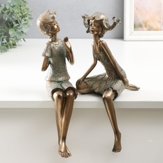 Сувенир полистоун "Дети - Озорники" под бронзу набор 2 шт 14,5х16х32 9х18х33 см No Brand