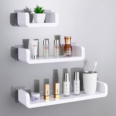 Полка белая для ванной кухни без сверления 3 полки No Brand