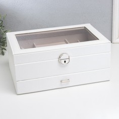 Шкатулка кожзам для украшений "Кабрина" белая 30,5х20х13,5 см No Brand