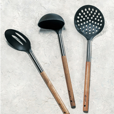 Набор кухонных принадлежностей кухонной утвари с деревянной ручкой 3 предмета половник Apollo