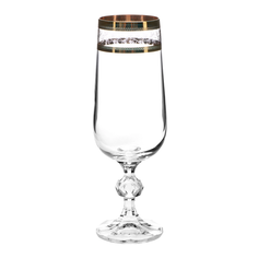 Рюмки для шампанского Crystal Bohemia Claudia декор Панто, золото 180 мл 6 шт