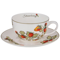 Чайная пара Lefard Strawberry чашка 300мл, блюдце, фарфор 85-1908_