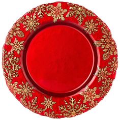 Тарелка подстановочная Bronco Celebration red, диаметр 33см, стекло (336-164_)