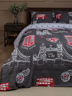 Комплект постельного белья Amore Mio Сатин 2 спальный наволочки 50х70 серый красный