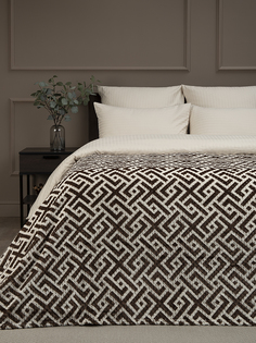 Плед TexRepublic Deco Lux 150х200 см, покрывало, велсофт, коричневый, принт лабиринт