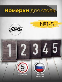 Набор табличек с номером на стол, 5шт, в цвете венге Аливан