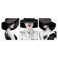 Часы настенные модульные, серия: Интерьер, "Девушка в шляпе", плавный ход, 117 х 48 см Timebox