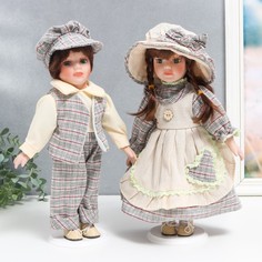 Кукла коллекционная парочка "Катя и Петя, кармашек-сердечко" набор 2 шт 30 см No Brand