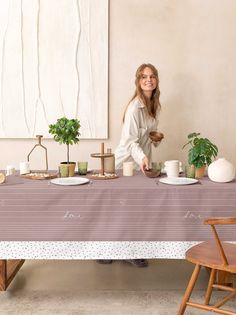 Комплект скатерть рогожка 145х220 + 6 салфеток 32х32 Унисон Love