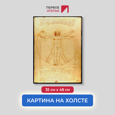 Картина на холсте репродукция Леонардо Да Винчи "Витрувианский человек" 35х48 см Первое ателье