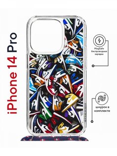 Чехол на iPhone 14 Pro MagSafe Kruche Print Кроссовки Nike Air с магнитом, со шнурком КruЧЕ