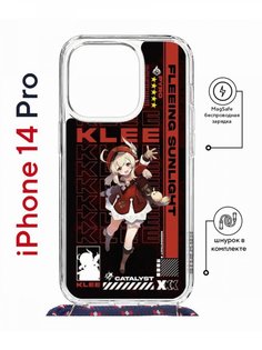 Чехол на iPhone 14 Pro MagSafe с принтом Kruche Print Klee Genshin с магнитом, со шнурком КruЧЕ