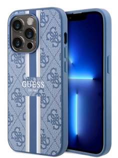 Чехол Guess для iPhone 14 Pro Max из экокожи с MagSafe Blue