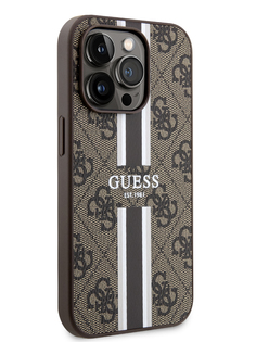 Чехол Guess для iPhone 14 Pro с MagSafe из экокожи Brown