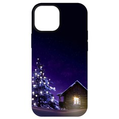 Чехол-накладка Krutoff Софт Кейс Зимний домик для iPhone 13 mini черный